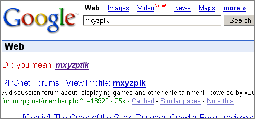 [A Google spelling suggestion for ’mxyzplk’.]